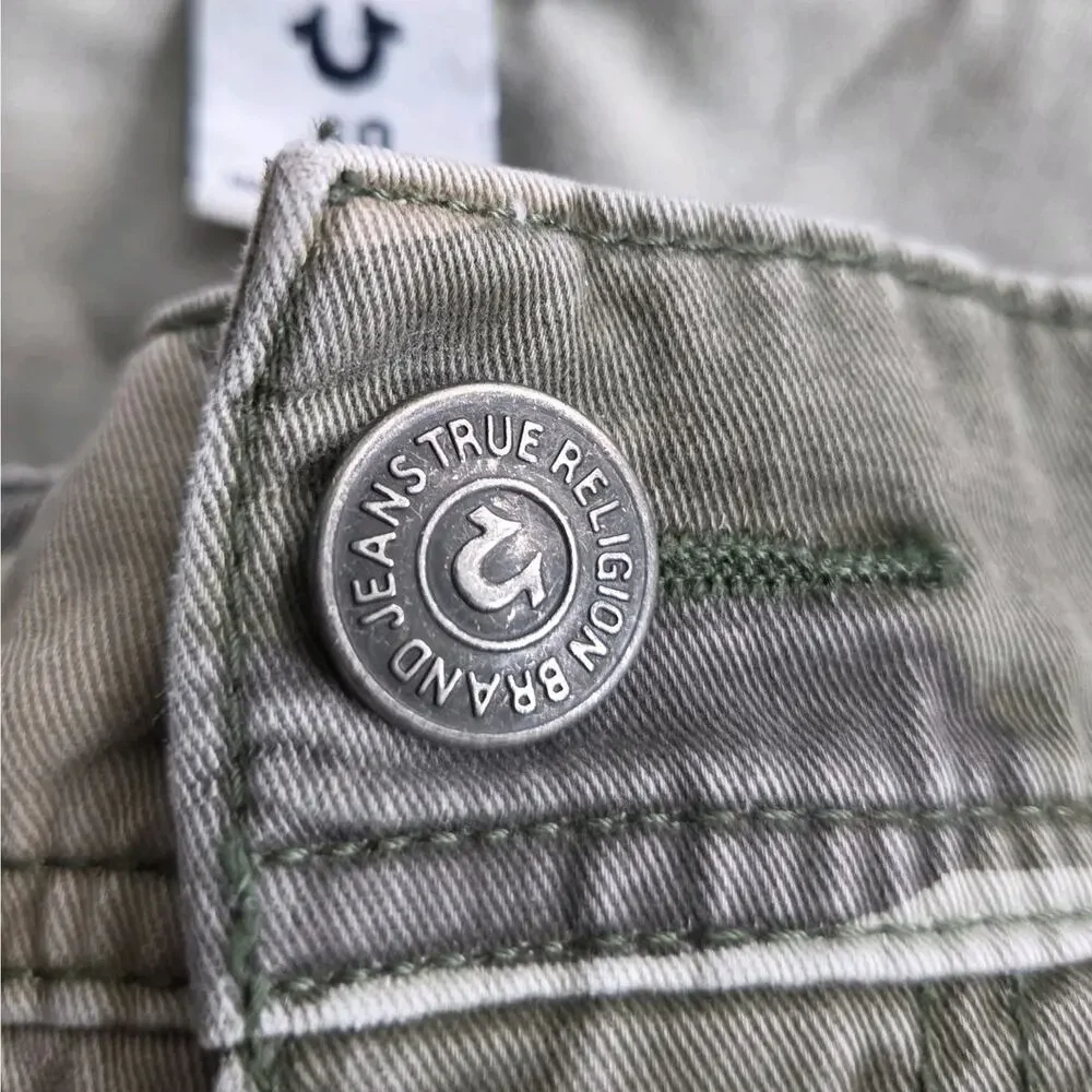 True Religion Joggers Pants Mens 40 Green Camo Denim